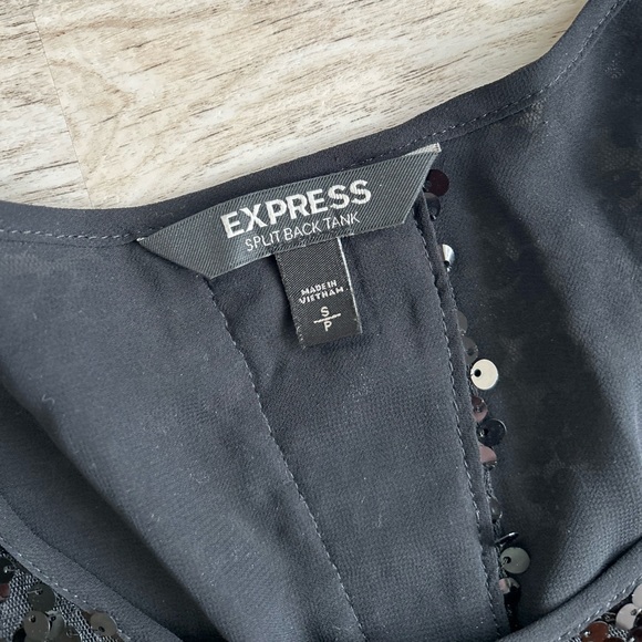 Express black sequin split back tank - Picture 2 of 6